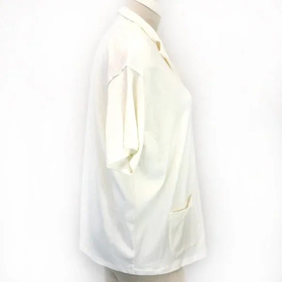 Madewell Plus White Textured Button Down Short Sleeve Cotton Shirt Top Blouse 2X - Picture 11 of 14